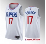 Men's Los Angeles Clippers #17 P.j. Tucker White Association Edition Stitched Jersey