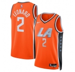 Men's Los Angeles Clippers #2 Kawhi Leonard Orange 2025-26 City Edition Swingman Stitched Jersey