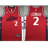 Men's Los Angeles Clippers #2 Kawhi Leonard Red Stitched Jersey