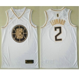 Men's Los Angeles Clippers #2 Kawhi Leonard White Golden Nike Swingman Stitched NBA Jersey