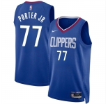 Men's Los Angeles Clippers #77 Kevin Porter Jr Blue Icon Edition Stitched Jersey