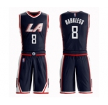 Men's Los Angeles Clippers #8 Moe Harkless Authentic Navy Blue Basketball Suit Jersey - City Edition