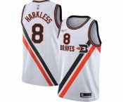 Men's Los Angeles Clippers #8 Moe Harkless Authentic White Hardwood Classics Finished Basketball Jersey