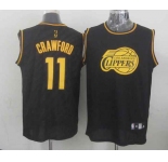 nba los angeles clippers #11 jamal crawford black[gold lettering fashion]