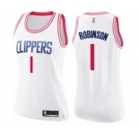 Women's Los Angeles Clippers #1 Jerome Robinson Swingman White Pink Fashion Basketball Jersey