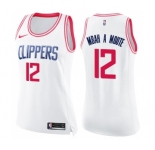 Women's Los Angeles Clippers #12 Luc Mbah a Moute Swingman White Pink Fashion Basketball Jersey