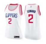 Women's Los Angeles Clippers #2 Kawhi Leonard Swingman White Pink Fashion Basketball Jersey