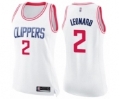 Women's Los Angeles Clippers #2 Kawhi Leonard Swingman White Pink Fashion Basketball Jersey