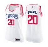 Women's Los Angeles Clippers #20 Landry Shamet Swingman White Pink Fashion Basketball Jersey