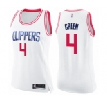 Women's Los Angeles Clippers #4 JaMychal Green Swingman White Pink Fashion Basketball Jersey