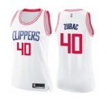 Women's Los Angeles Clippers #40 Ivica Zubac Swingman White Pink Fashion Basketball Jersey