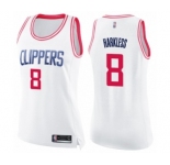 Women's Los Angeles Clippers #8 Moe Harkless Swingman White Pink Fashion Basketball Jersey