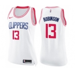Women's Nike Los Angeles Clippers #13 Jerome Robinson Swingman White Pink Fashion NBA Jersey