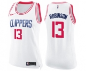 Women's Nike Los Angeles Clippers #13 Jerome Robinson Swingman White Pink Fashion NBA Jersey