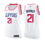Women's Nike Los Angeles Clippers #21 Patrick Beverley Swingman White Pink Fashion NBA Jersey