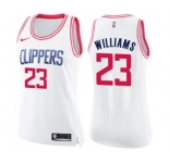 Women's Nike Los Angeles Clippers #23 Louis Williams Swingman White Pink Fashion NBA Jersey