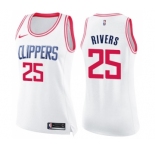 Women's Nike Los Angeles Clippers #25 Austin Rivers Swingman White Pink Fashion NBA Jersey