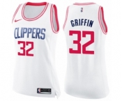 Women's Nike Los Angeles Clippers #32 Blake Griffin Swingman White Pink Fashion NBA Jersey