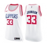Women's Nike Los Angeles Clippers #33 Wesley Johnson Swingman White Pink Fashion NBA Jersey