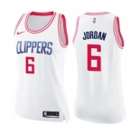 Women's Nike Los Angeles Clippers #6 DeAndre Jordan Swingman White Pink Fashion NBA Jersey