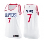 Women's Nike Los Angeles Clippers #7 Sam Dekker Swingman White Pink Fashion NBA Jersey