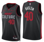 Men Miami Heat #40 Udonis Haslem Black 2023-24 City Edition Stitched Basketball Jersey