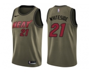 Men Nike Miami Heat #21 Hassan Whiteside Green Salute to Service NBA Swingman Jersey