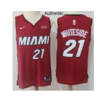 Men Nike Miami Heat #21 Hassan Whiteside Red NBA Authentic Statement Edition Jersey