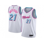 Men Nike Miami Heat #21 Hassan Whiteside White NBA Swingman City Edition Jersey