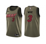Men Nike Miami Heat #3 Dwyane Wade Green Salute to Service NBA Swingman Jersey