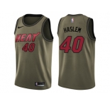 Men Nike Miami Heat #40 Udonis Haslem Green Salute to Service NBA Swingman Jersey