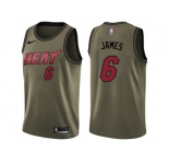 Men Nike Miami Heat #6 LeBron James Green Salute to Service NBA Swingman Jersey