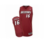 Men's Adidas Miami Heat #16 James Johnson Authentic Red Alternate NBA Jersey