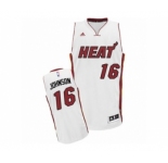 Men's Adidas Miami Heat #16 James Johnson Swingman White Home NBA Jersey
