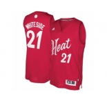 Men's Adidas Miami Heat #21 Hassan Whiteside Authentic Red 2016-2017 Christmas Day NBA Jersey