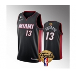 Men's Miami Heat #13 Bam Adebayo Black 2023 Finals Icon Edition With NO.6 Patch Stitched Basketball Jersey