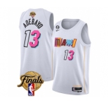 Men's Miami Heat #13 Bam Adebayo White 2023 Finals City Edition With NO.6 Patch Stitched Basketball Jersey