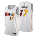 Men's Miami Heat #17 P.J. Tucker 2022-23 White City Edition Stitched Jersey