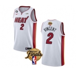 Men's Miami Heat #2 Gabe Vincent White 2023 Finals Association Edition With NO.6 Patch Stitched Basketball Jersey