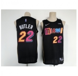 Men's Miami Heat 2021-22 City Edition #22 Jimmy Butler Black Stitched Basketball Jersey