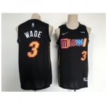 Men's Miami Heat #3 Dwyane Wade Black City Player Jersey