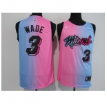 Men's Miami Heat #3 Dwyane Wade Pink-Blue Swingman Basketball Jersey
