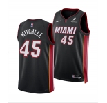 Men's Miami Heat #45 Davion Mitchell Black 2025 Icon Edition Swingman Stitched Basketball Jersey