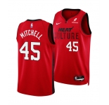 Men's Miami Heat #45 Davion Mitchell Red 2025 City Edition Stitched Basketball Jersey