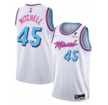 Men's Miami Heat #45 Davion Mitchell White 2025 City Edition Stitched Basketball Jersey