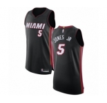 Men's Miami Heat #5 Derrick Jones Jr Authentic Black Basketball Jersey - Icon Edition