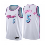 Men's Miami Heat #5 Derrick Jones Jr Authentic White Basketball Jersey - City Edition