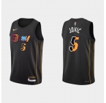 Men's Miami Heat #5 Nikola Jovic 2022 Black City Edition 75th Anniversary Stitched Basketball Jersey