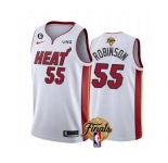 Men's Miami Heat #55 Duncan Robinson White 2023 Finals Association Edition With NO.6 Patch Stitched Basketball Jersey