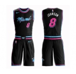 Men's Miami Heat #8 Tyler Johnson Authentic Black Basketball Suit Jersey - City Edition